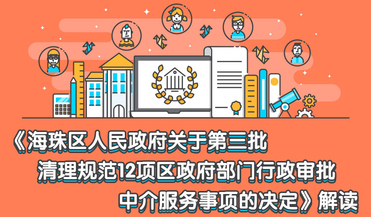 【一圖讀懂】《海珠區(qū)人民政府關(guān)于第三批清理規(guī)范12項(xiàng)區(qū)政府部門(mén)行政審批中介服務(wù)事項(xiàng)的決定》解讀
