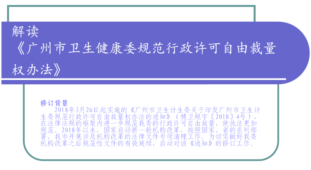 【一圖讀懂】《廣州市衛(wèi)生健康委規(guī)范行政許可自由裁量權(quán)辦法》的解讀