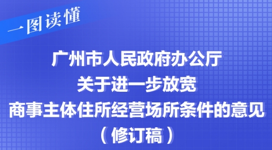 【一圖讀懂】廣州市人民政府辦公廳關于進一步放寬商事主體住所經(jīng)營場所條件的意見（修訂稿）